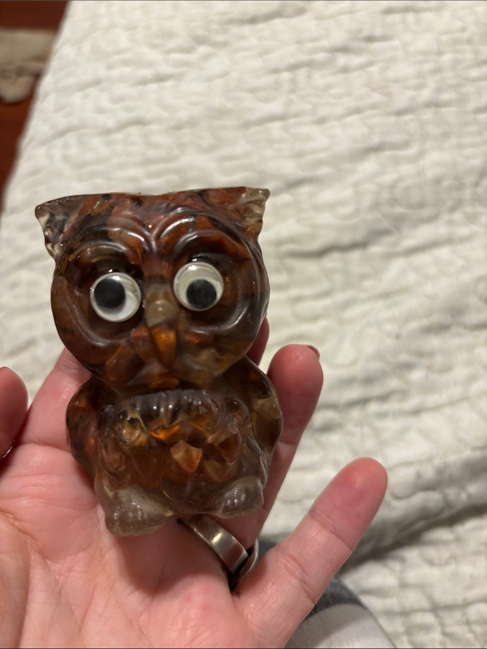 Brown Owl Figurine with Googly Eyes - Home Accent